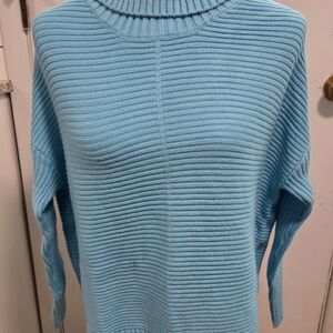 Elegant Sky Blue Ribbed Turtleneck Sweater Size Small- NWT
